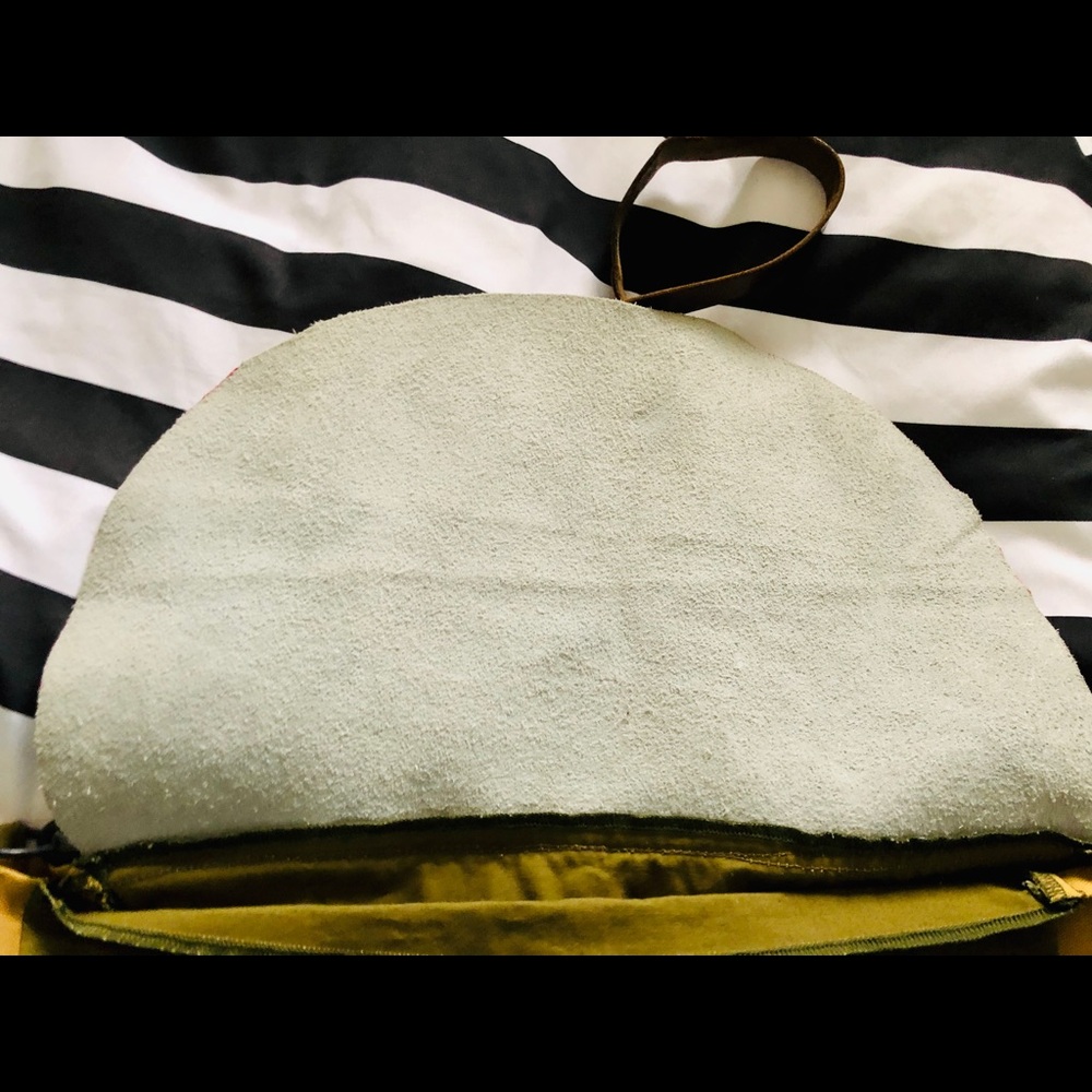 Side Body Bag Real Cow Hid Canvas Leather Strap - Picture 6 of 15